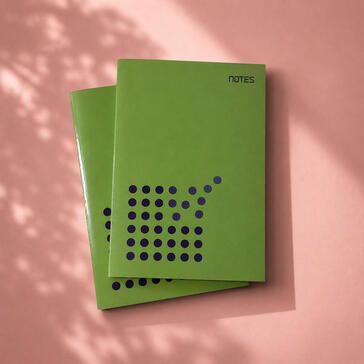 A5 Green violet dots WP, dot grid, 100p, Rs 300 (excl shipping)